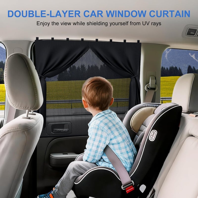 PEMOTech Car Window Shades with 8 Strong Magnets-26.8"x19.7" Dual Layer Car Rear/Side Window Sunshade for Baby - Full Blackout Semi-Transparent 2-in-1 Universal Auto Sun Shade for Kid & Pet Protection (2 Pack) - Image 3